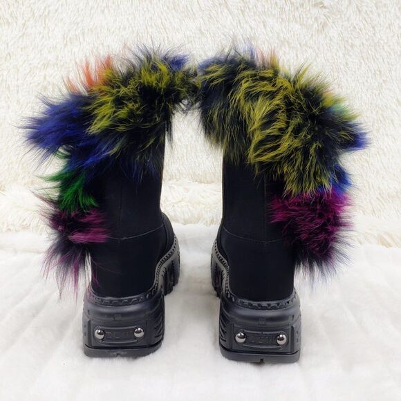 BRAND NEW! Sz 10 Furry Goth Platform Punk Ankle Boots - Picture 9 of 16
